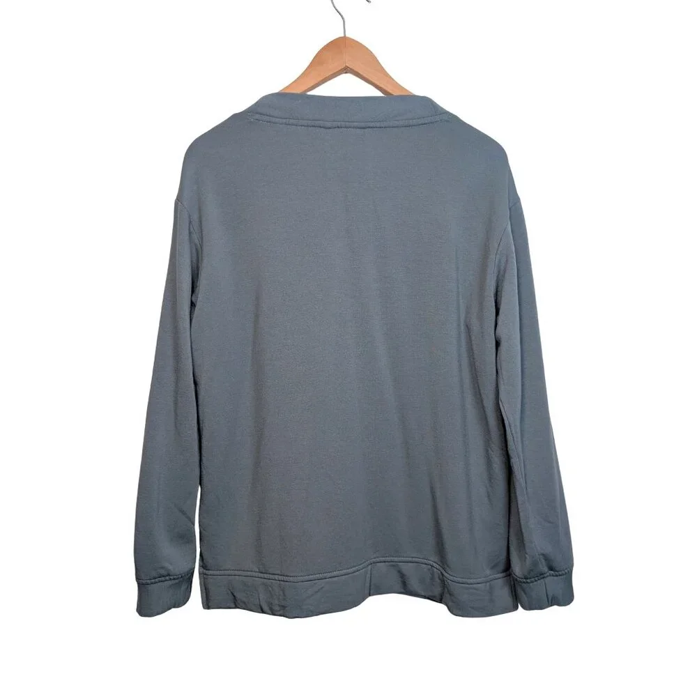 Orvis Women's Medium Sweater Blue V Neck Long Sleeve Soft Pullover - Picture 2 of 7